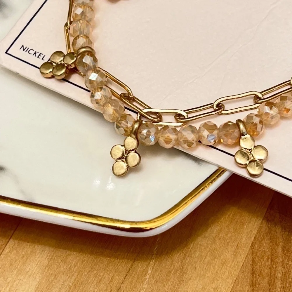 Melrose And Market NWT Bracelet Pink And Gold Nickel Free